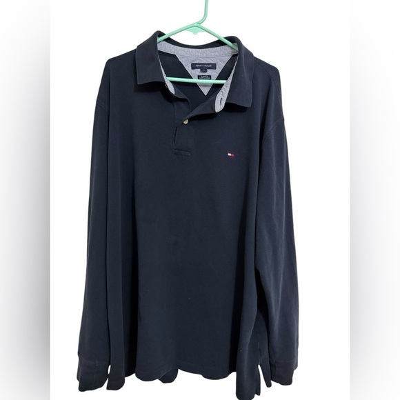 Tommy Hilfiger 3XL Rugby Polo Shirt Long Sleeve Classic Fit Navy Flag Logo - Picture 1 of 4